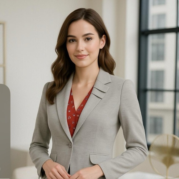 Anthropologie Elevenses Pleated Collar One Button Blazer Corpcore - Picture 2 of 13